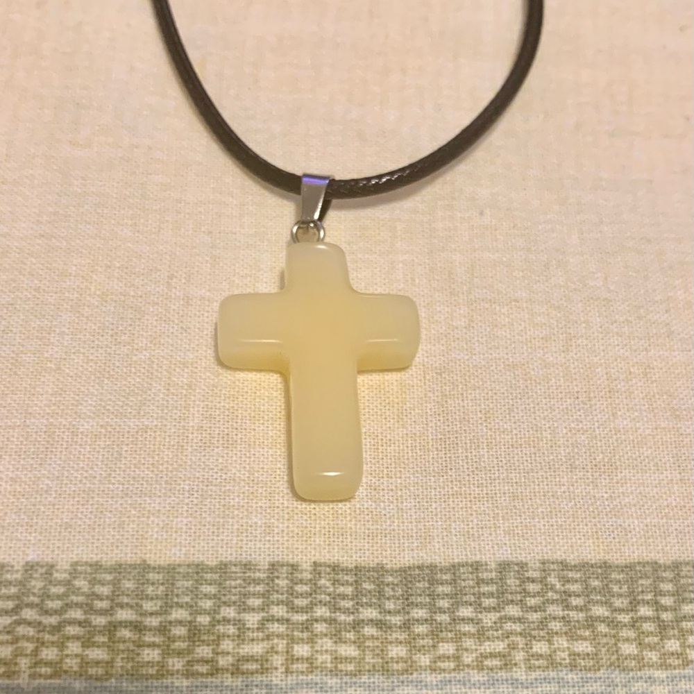Cream Cross Pendant Necklace